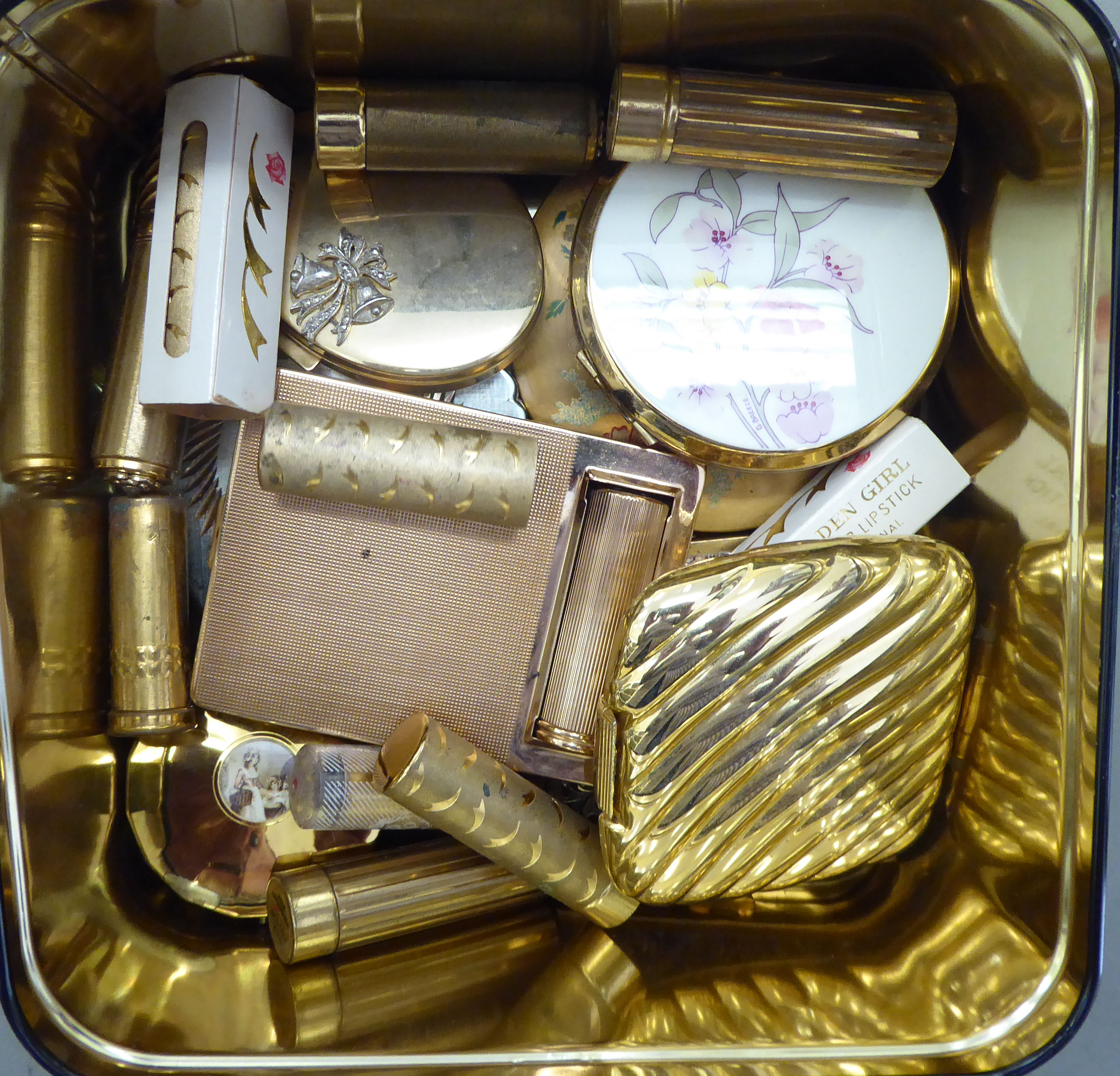 'Vintage' gilt metal compacts;