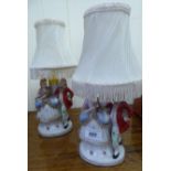 A pair of 20thC Staffordshire pottery style table lamps,