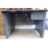 A 1950s painted steel post office desk with a sliding drawer,