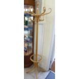 A modern beech framed Bentwood six branch hat and coat stand,