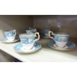 A set of six Crown Staffordshire bone china Ellesmere pattern tea cups and saucers OS2