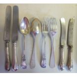 German (Solinger) white metal flatware and cutlery comprising a set of five tablespoons,