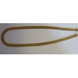 A 9ct gold wide, flexible band link necklace,