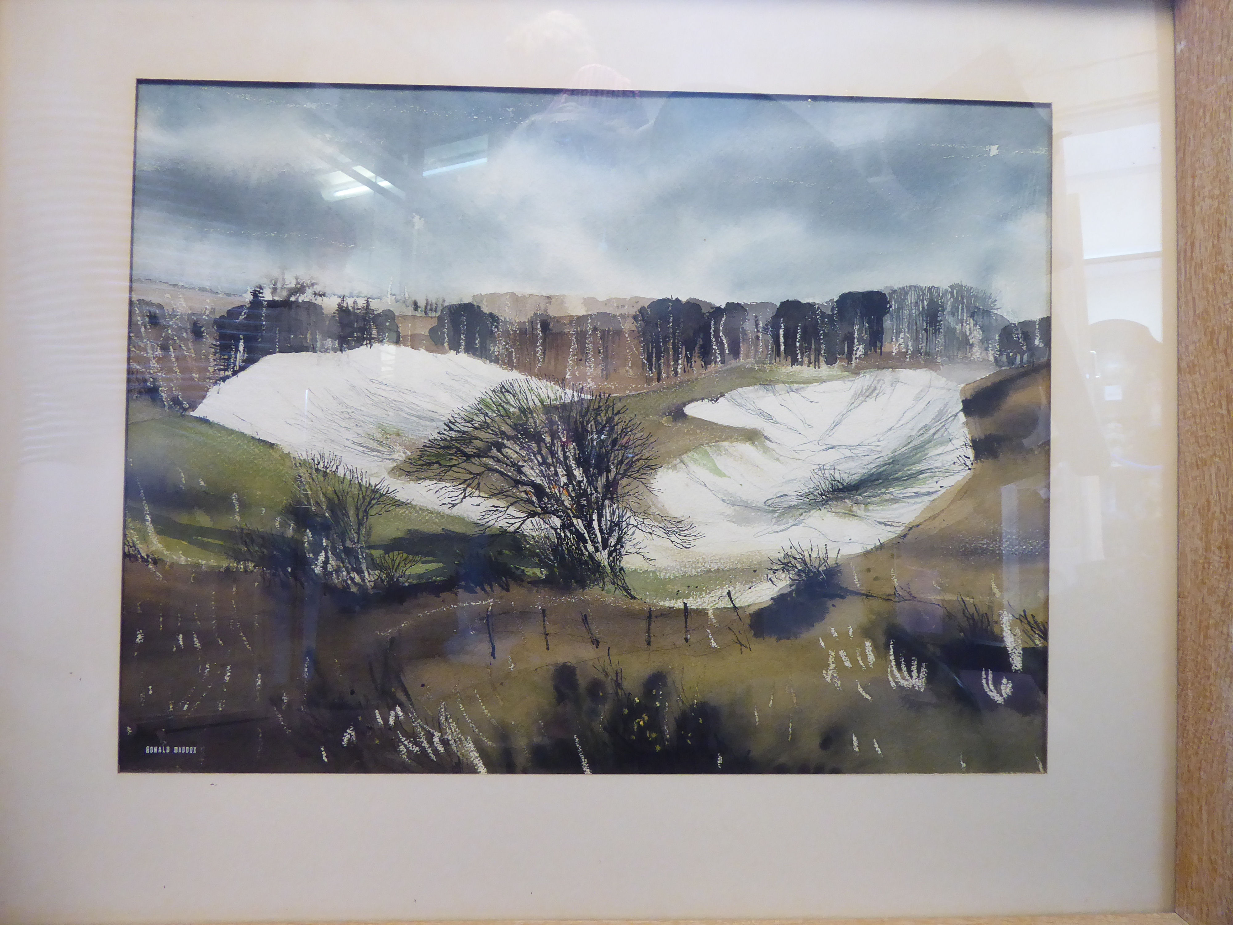 Ronald Maddox - a landscape with a chalk quarry watercolour bears a signature 17'' x 23'' framed