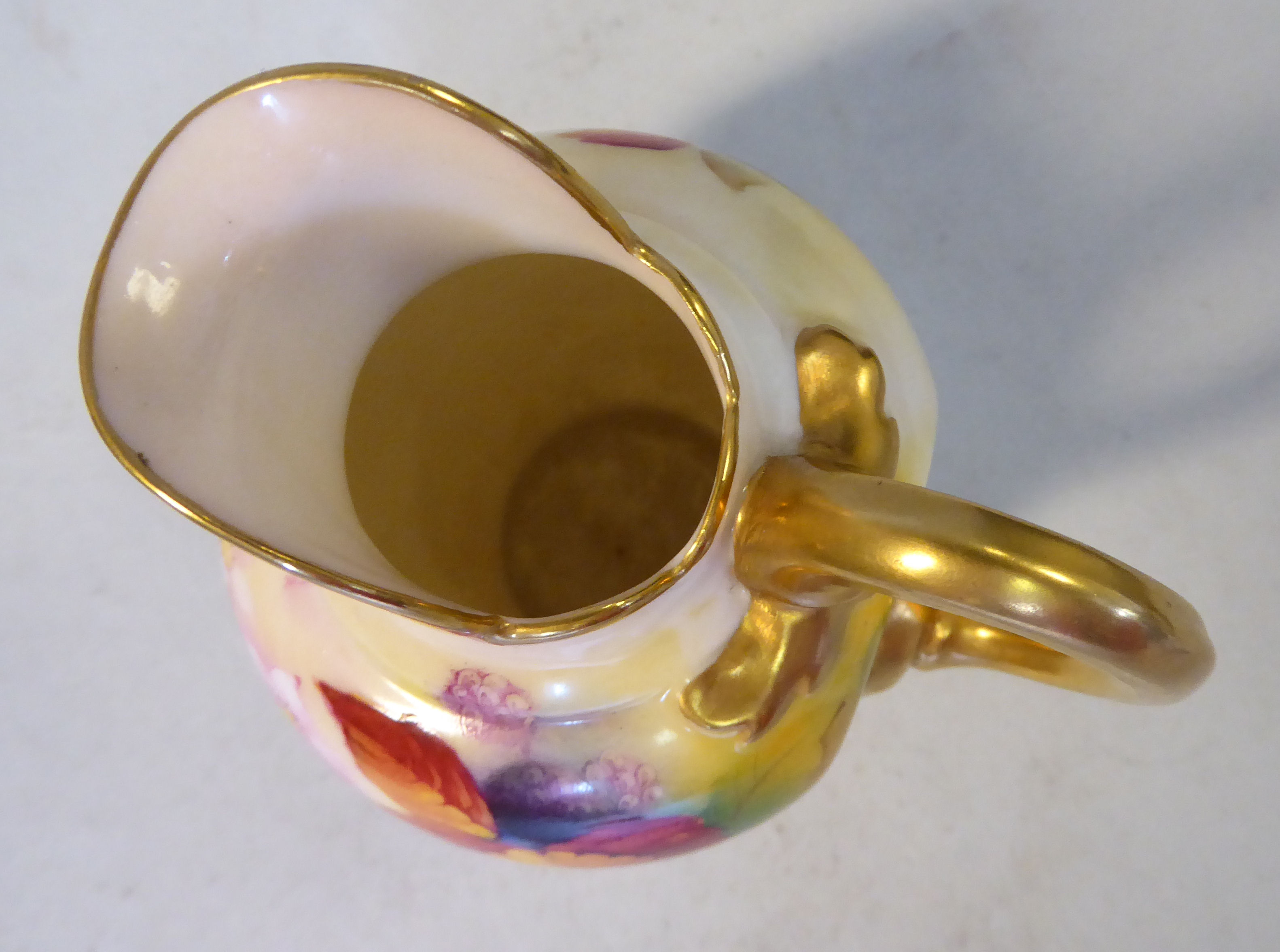 A Royal Worcester china ovoid shaped cream jug, having an upstand pouring lip and a loop handle, - Image 4 of 5