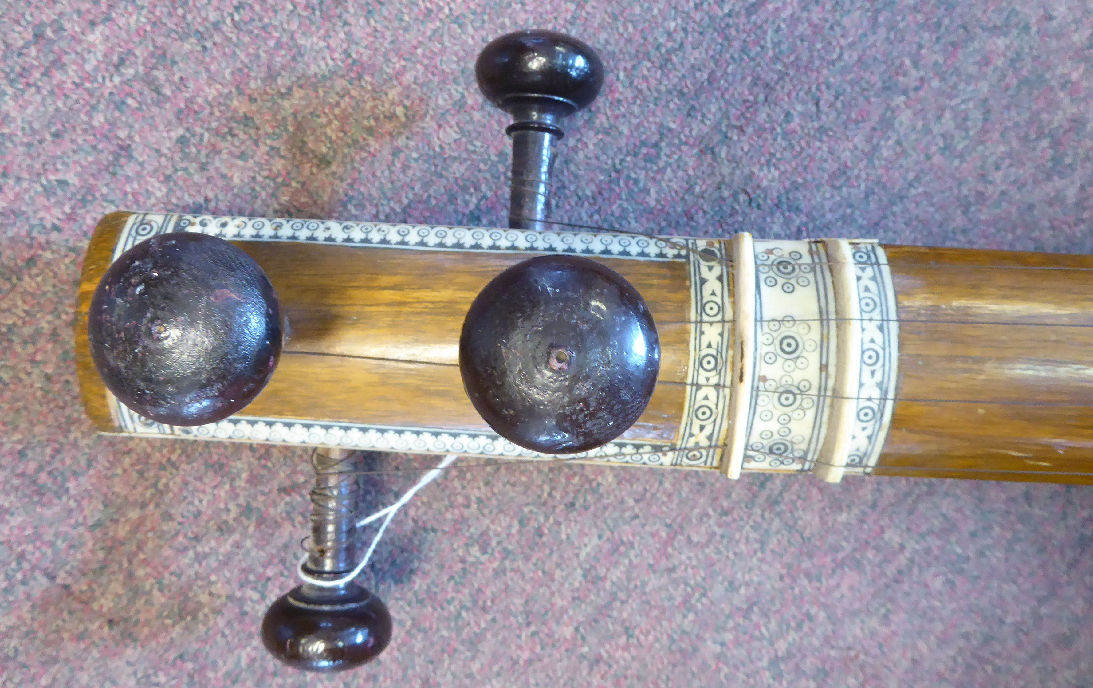 A 20thC sitar with four strings 42''L overall - Image 5 of 6