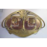 An Art Nouveau lacquered brass and copper deskstand,