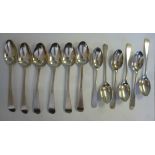 Twelve various 19thC and early 20thC silver teaspoons mixed marks