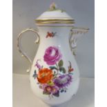 An early 20thC Vienna porcelain coffee pot and cover of ovoid form,