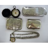 Silver and other collectables: to include a folding cushion moulded cigarette case with foliate