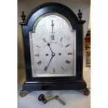 A mid 19thC bracket clock, the ebonised, cast gilt metal mounted,