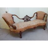 A late Victorian walnut framed double end salon settee,