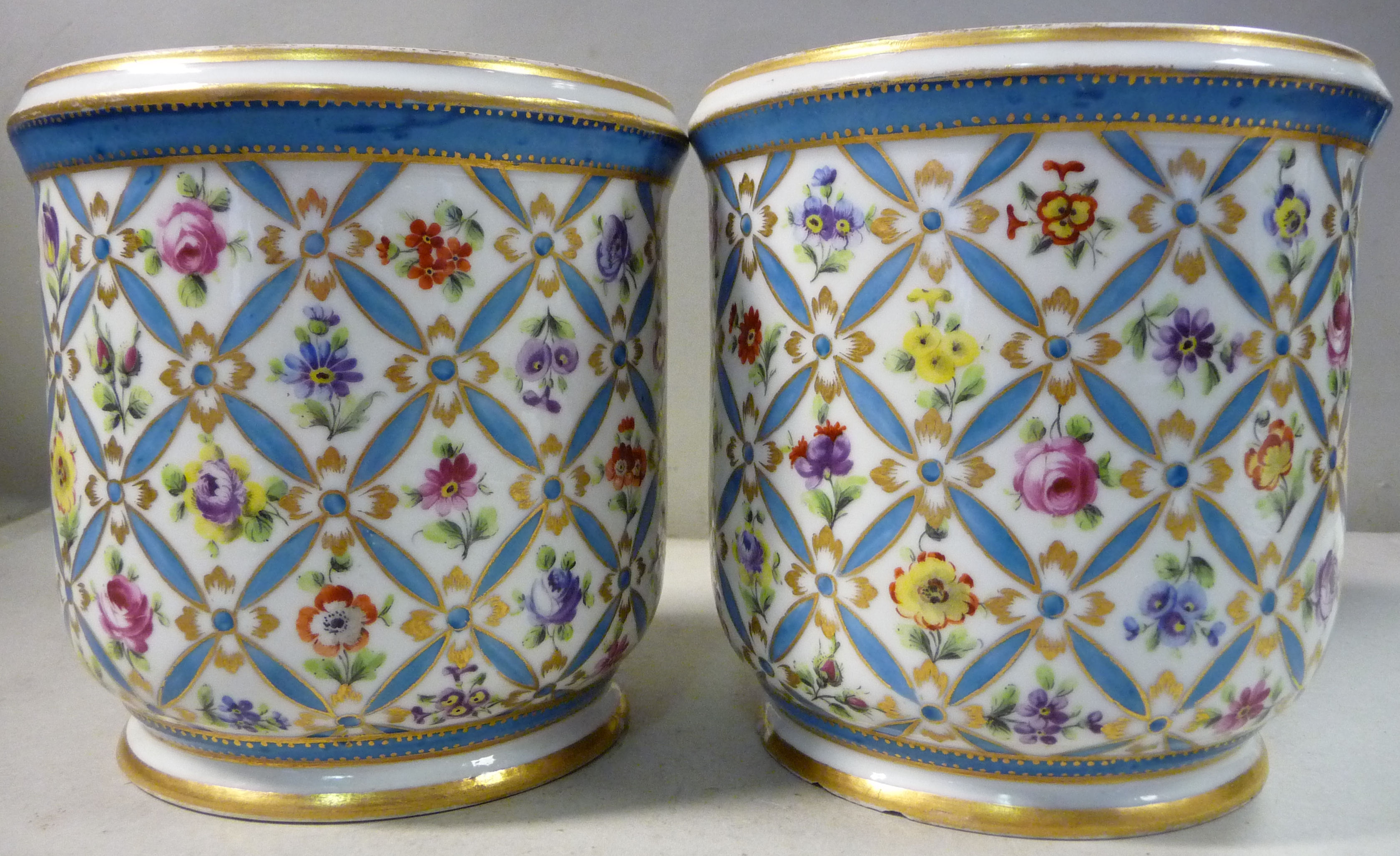 A pair of late 19thC Sevres porcelain cache pots, - Image 2 of 8