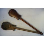 Late 19thC Oriental traveller's folding spoon shaped hardwood cased,