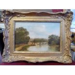 J Lewis - 'The Thames at Richmond' oil on canvas bears a signature 7.5'' x 11.