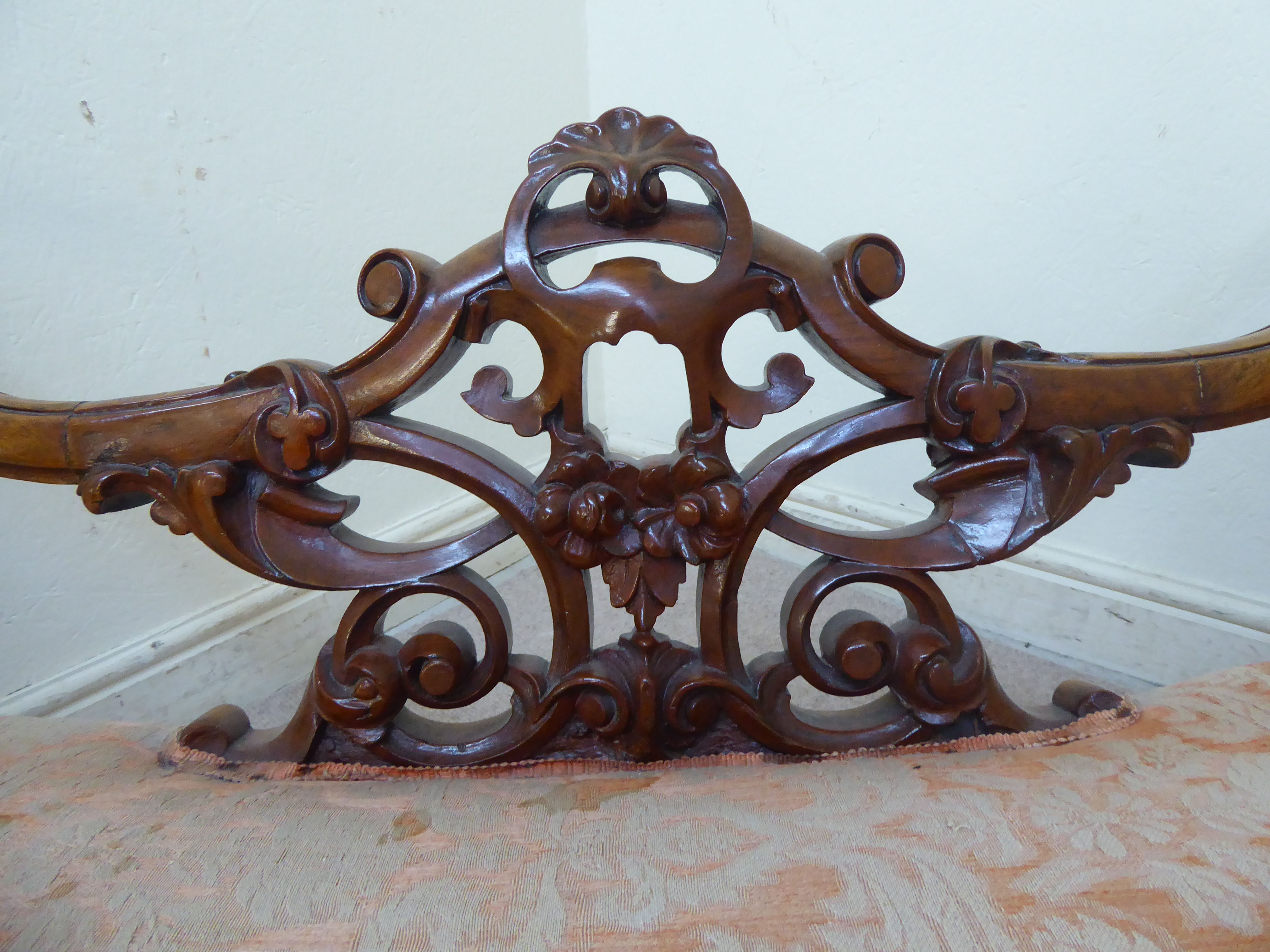 A late Victorian walnut framed double end salon settee, - Image 9 of 10