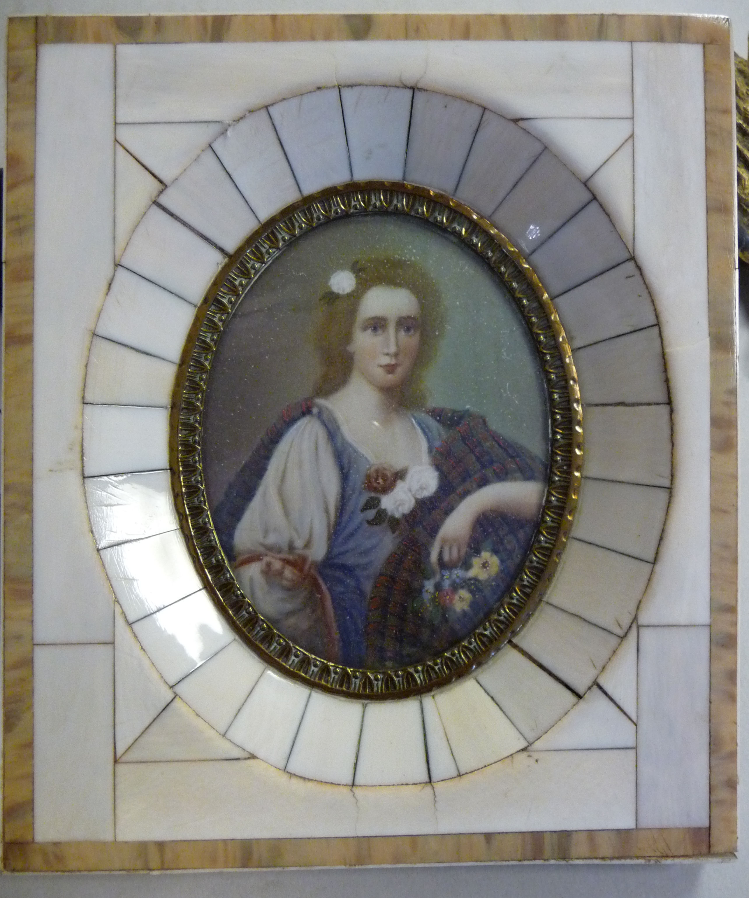 An oval portrait miniature, a half-length study, Flora MacDonald,