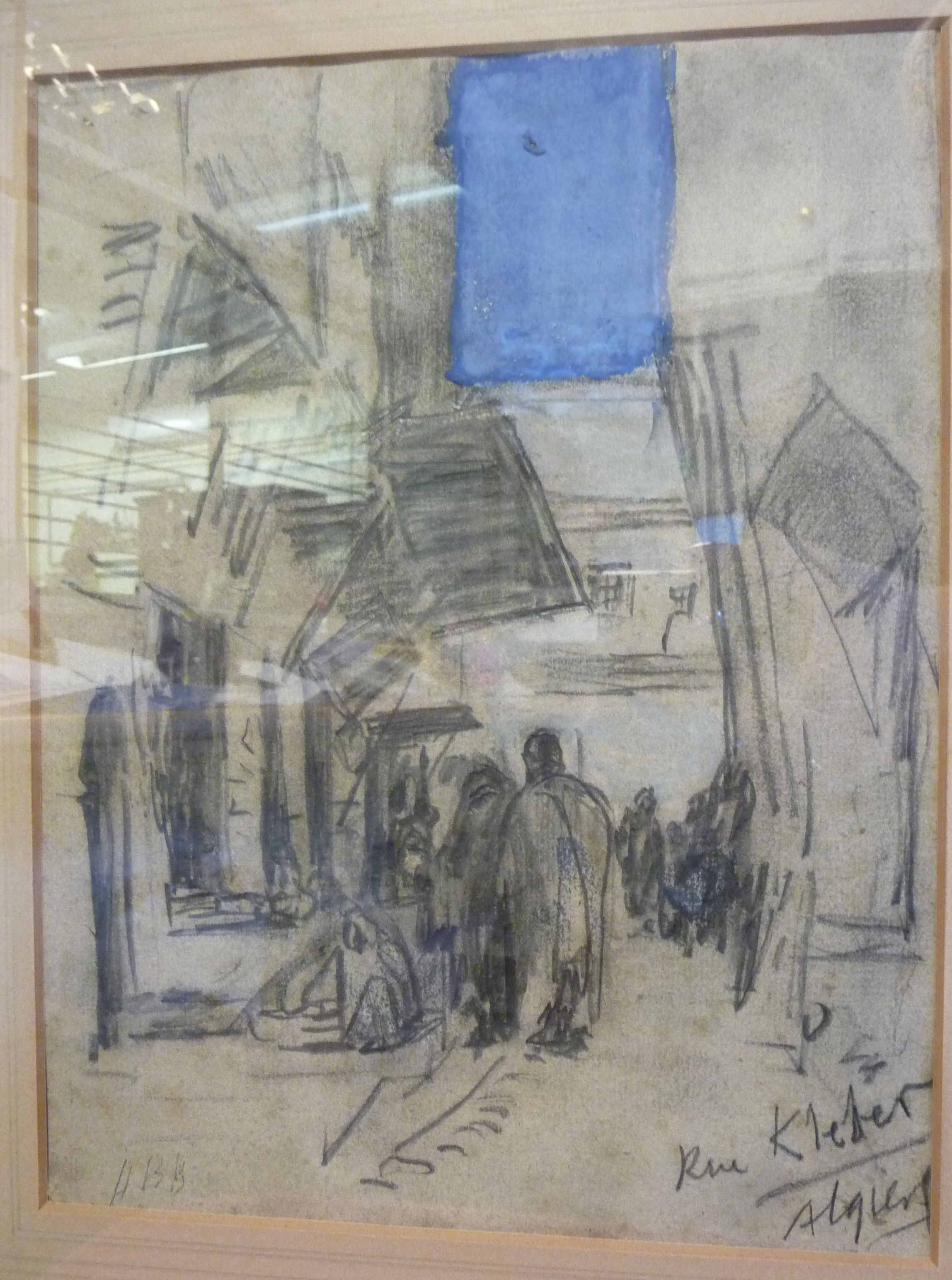 Hercules Brabazon Brabazon - 'Rue Kleber Algiers' charcoal & watercolour inscribed & bears - Image 2 of 8