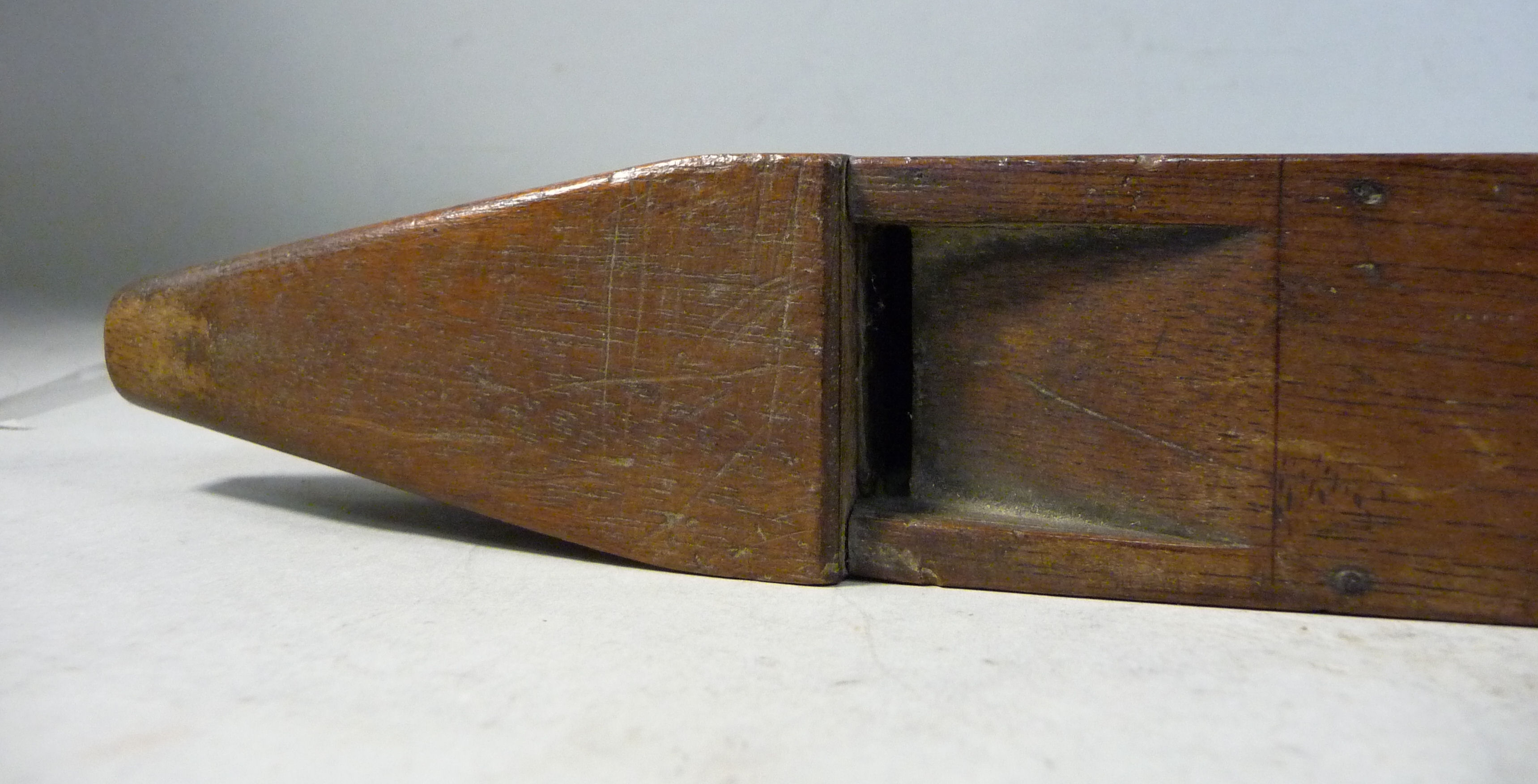 A mid 19thC mahogany pitch pipe with a vase turned finial 17''L - Image 3 of 12