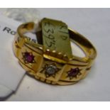 A late Victorian 18ct gold diamond and ruby set ring
