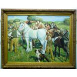20thC British School - 'Appleby Horse Fair' oil on canvas 30'' x 39'' framed