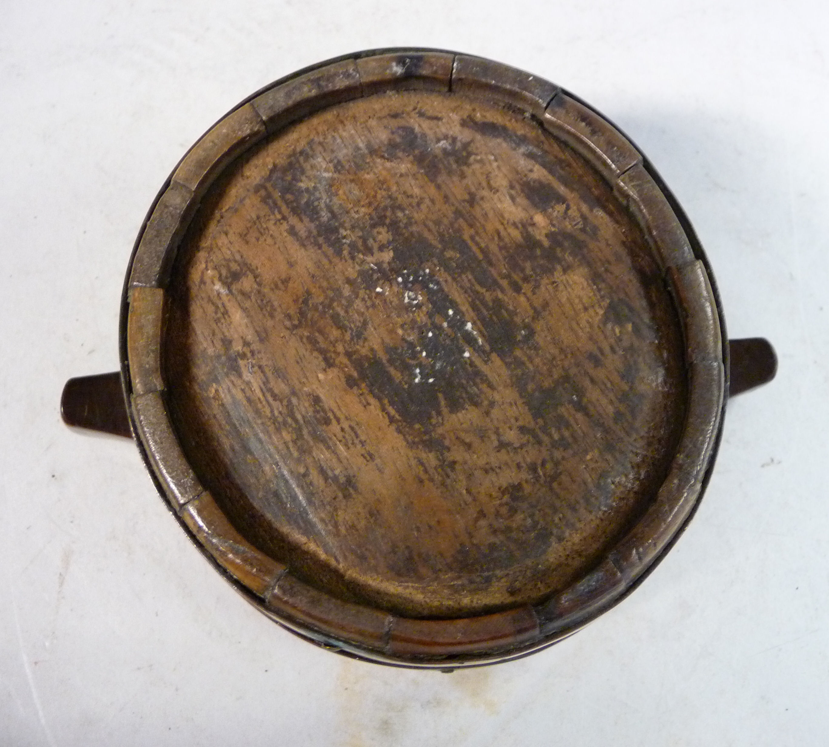 A mid/late 18thC coopered walnut quaiche with nailed, - Image 9 of 10