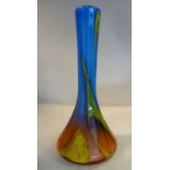 A SABA Art Glass vase of waisted conical form, decorated in opaque tones of yellow, green,