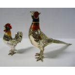 A silver and finely painted enamel model, a cock pheasant 2.