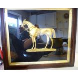 An early 19thC gilt metal plaque, an equestrian study, cast as a standing,