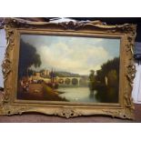 Late 19thC British School - 'The Thames at Richmond' with figures,
