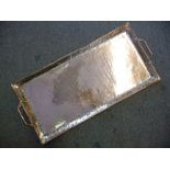 A John Pearson Arts & Crafts spot-hammered copper tray with an angled border,