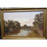 J Lewis - 'The Thames at Richmond' oil on board bears a signature 9.