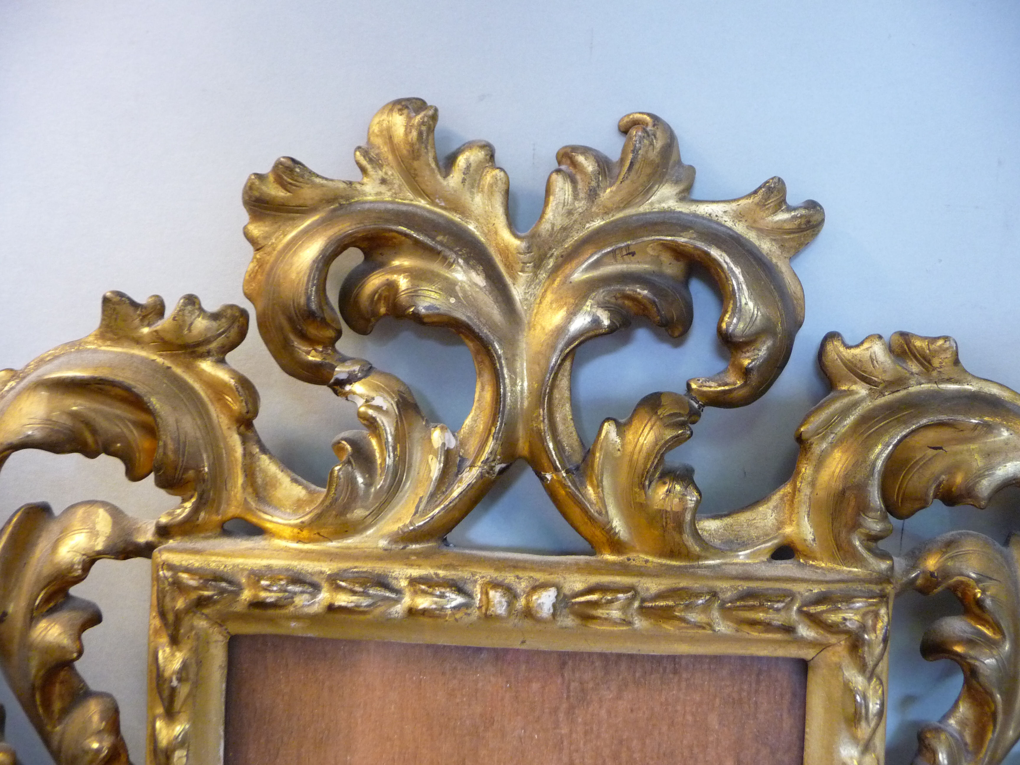 A matched pair of late 19thC Continental foliate scroll carved giltwood picture frames with glazed - Image 3 of 10