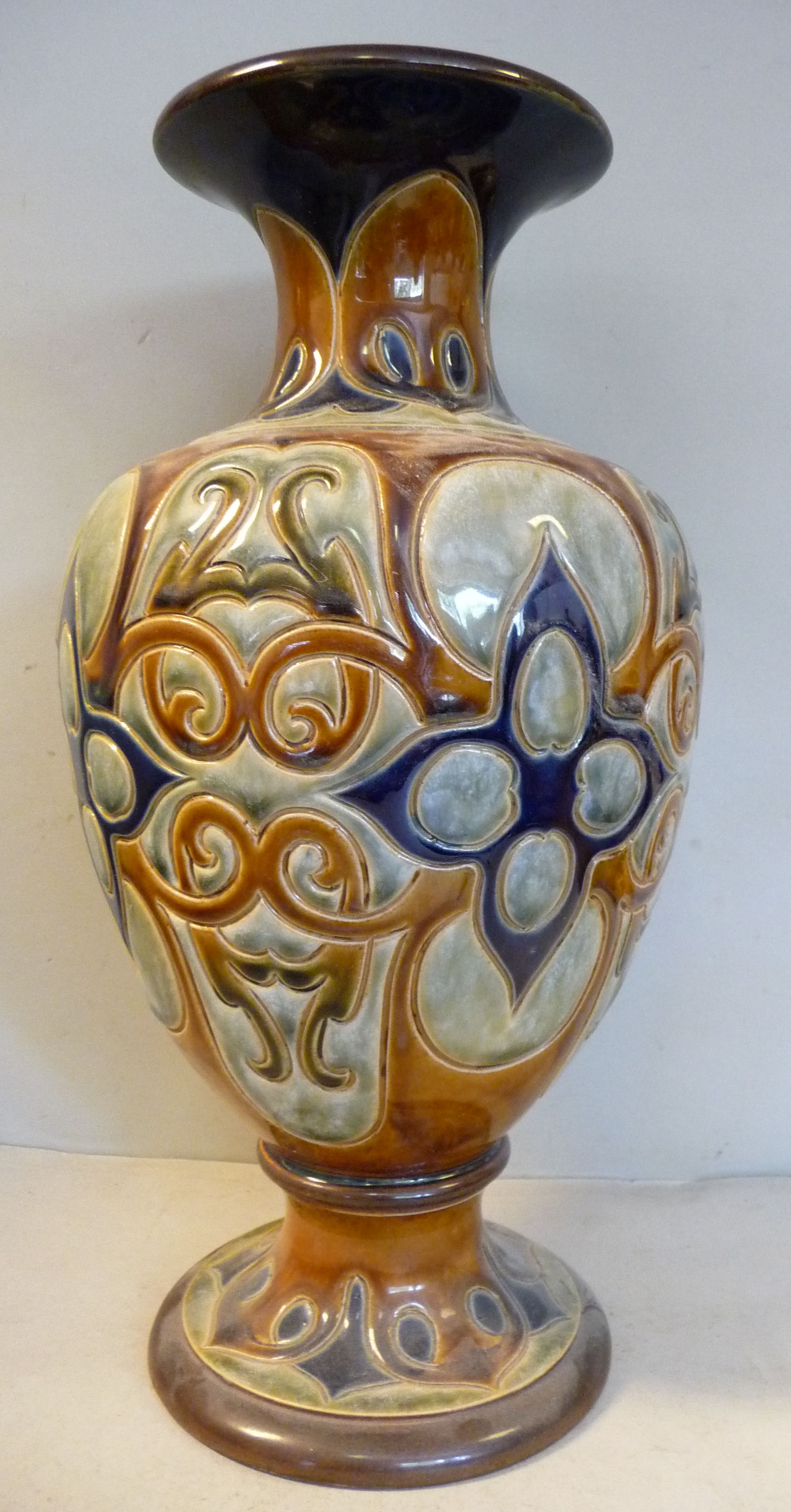 A Royal Doulton stoneware vase of shouldered, ovoid form with a narrow neck and flared rim, - Image 3 of 10