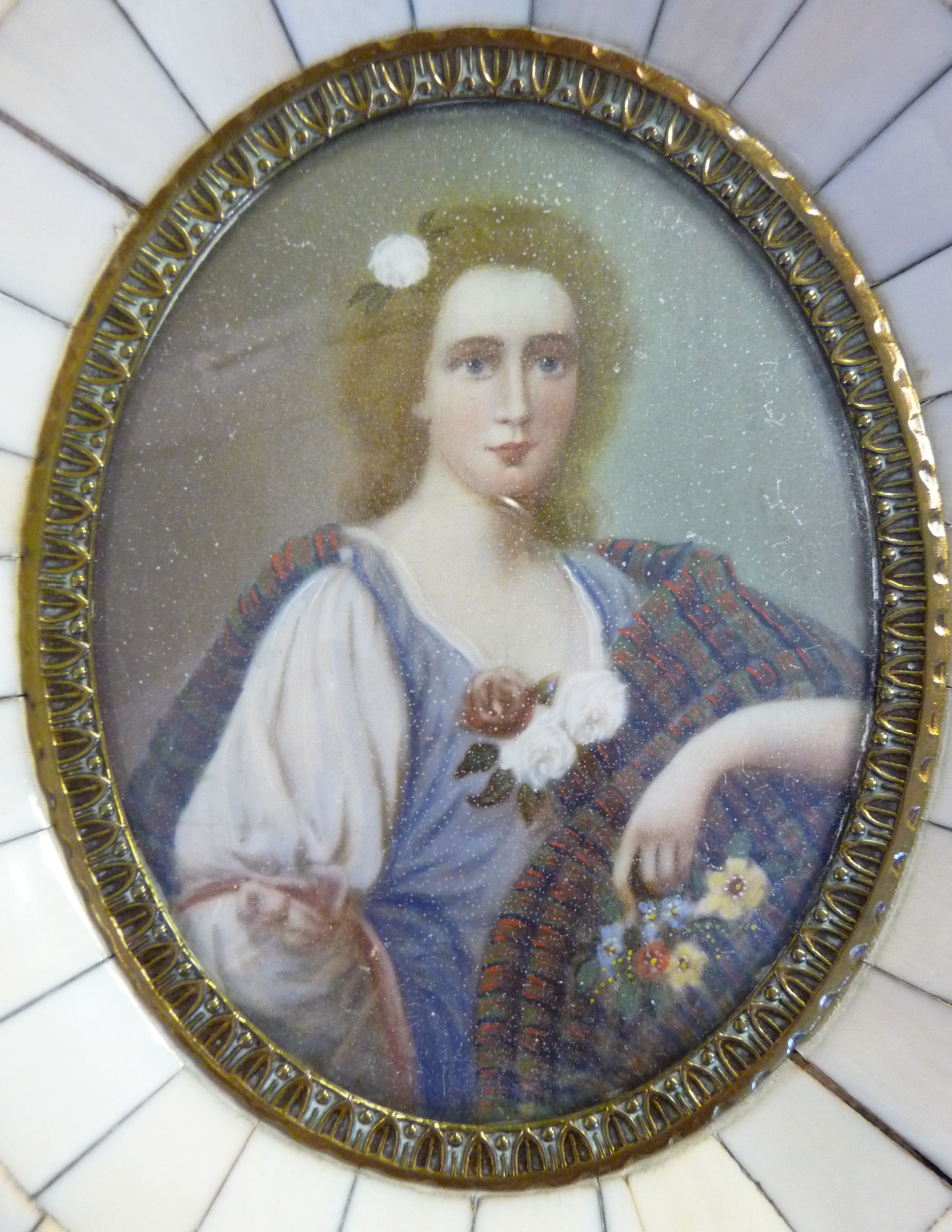 An oval portrait miniature, a half-length study, Flora MacDonald, - Image 4 of 6