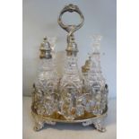 A late Victorian silver plated cruet of oval form,