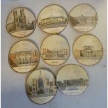 A set of eight late 18thC miniature architectural studies of prominent London buildings, viz.