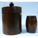 A mid 19thC turned, two part spice barrel 2.
