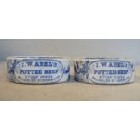 A pair of late 19thC earthenware oval, shallow, potted beef dishes,