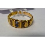 A late Victorian 18ct gold sapphire and pearl set ring