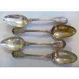 A set of four George IV silver fiddle,