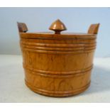 A mid/late 18thC turned burr maple butter brown pot or spice holder,