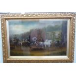 Late 19thC Continental School - 'The Horse Fair' oil on board bears an inscription 18.