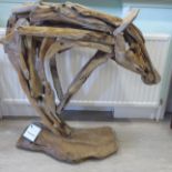 A modern driftwood sculpture,