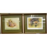 David Shepherd - two studies of Kudu coloured prints bearing signatures,