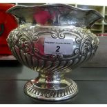 An Edwardian silver presentation pedestal bowl with a wavy lip,