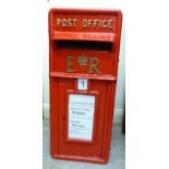 A modern red painted cast iron letter box 24''h 12''w RSM