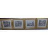 A set of four reproductions of 18thC monochrome engravings, viz.