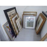 Framed pictures: to include a modern French poster 'Les Animaux de la ferme' coloured print 28''