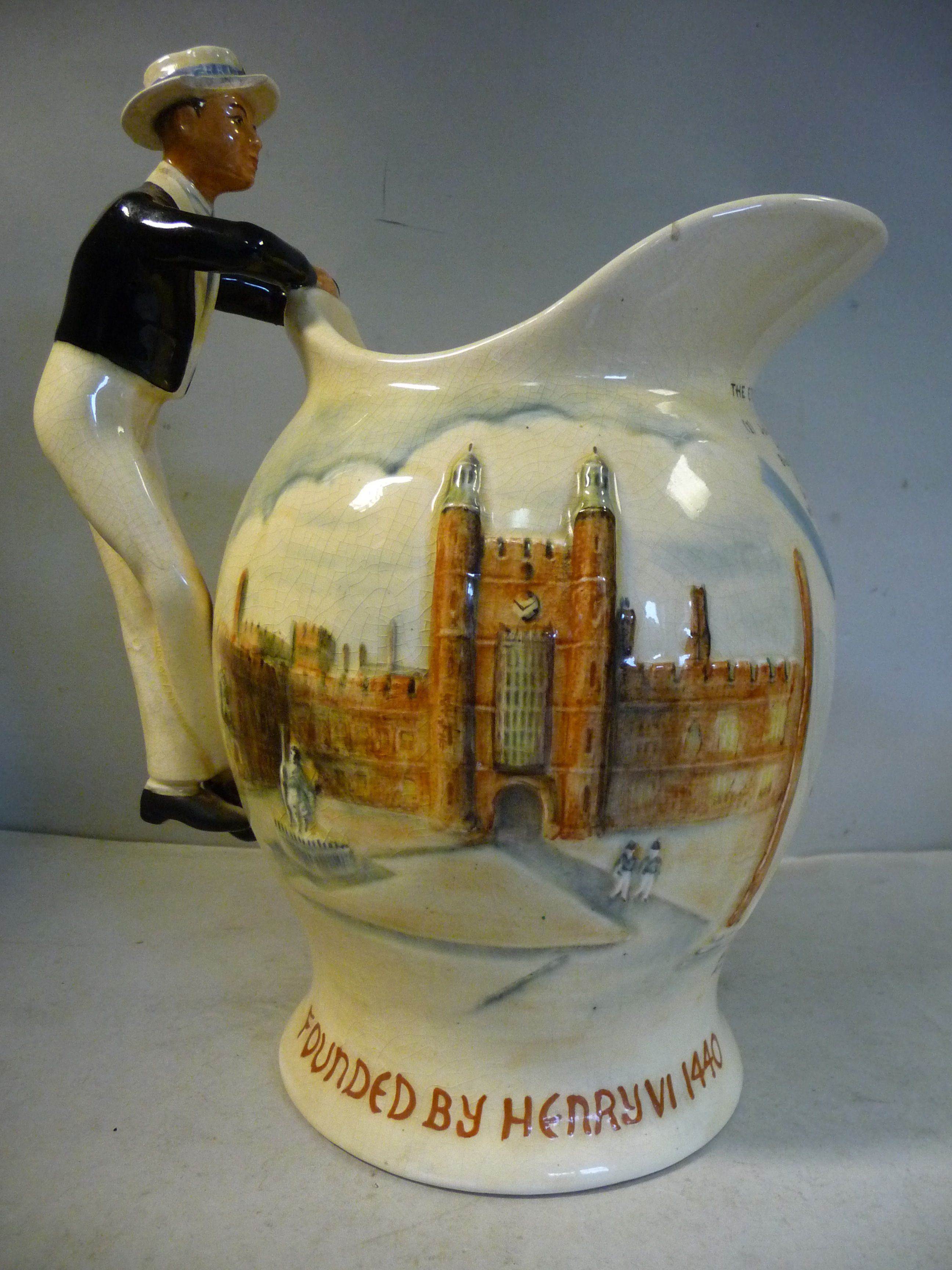 A Crown Devon Fieldings china novelty musical jug, featuring Eton Collage, - Image 3 of 7